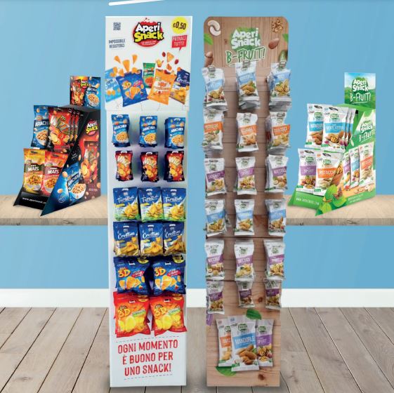 Espositori Aperisnack da terra e da banco 